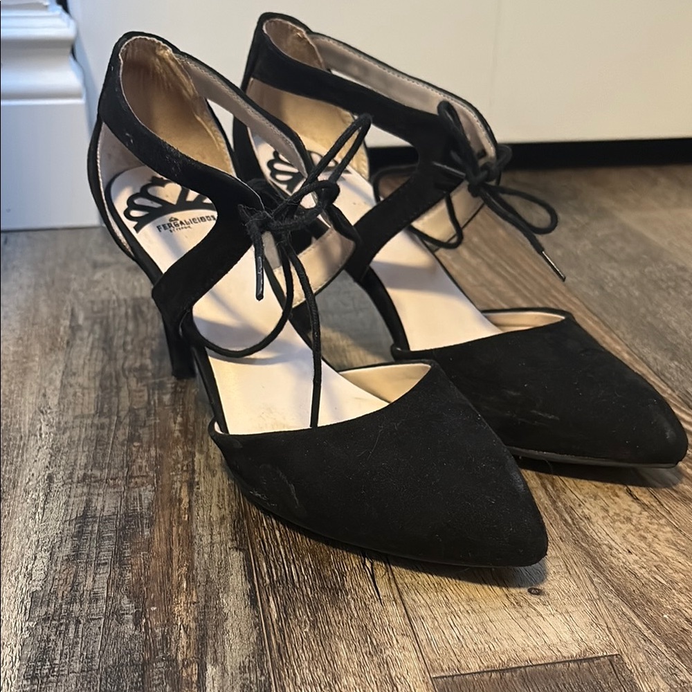 Fergalicious Black Heels with Criss-Cross Lace-Up Design